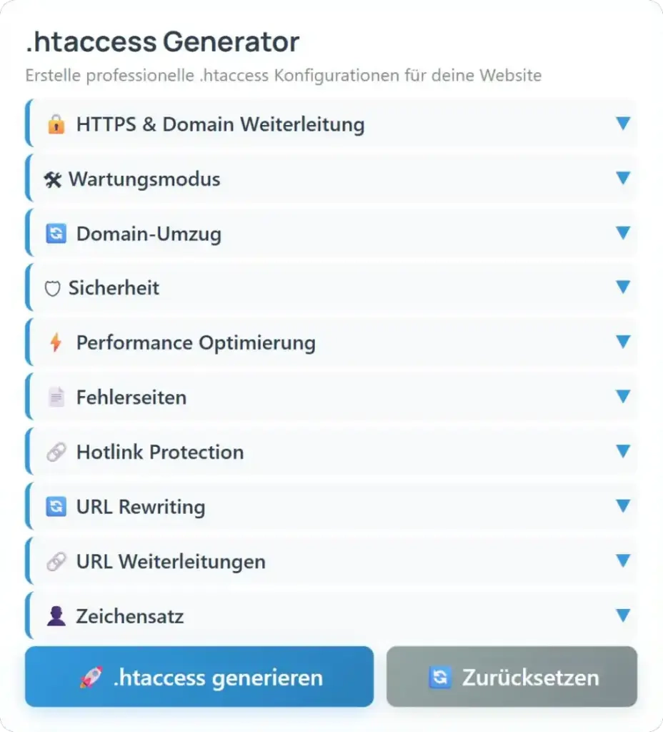 .htaccess Generator - DBM Webdesign & Online-Marketing