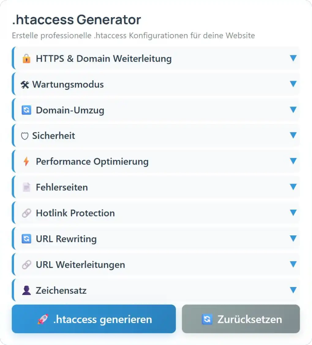 .htaccess Generator - DBM Webdesign & Online-Marketing